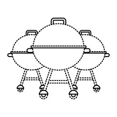 Obraz premium three grill equipment preparation food vector illustration