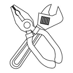 pliers and wrench tool equipment support vector illustration