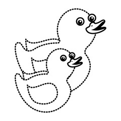 two plastic ducks toy for childs vector illustration
