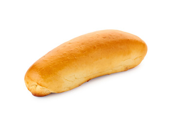 Homemade hot dog bun on white