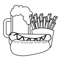 hot dog french fries and beer fast food vector illustration