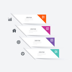 Business infographics template 4 steps with square