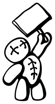 Voodoo Doll Holding Sign