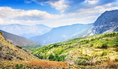 Landscape of Yunnan. located near Shangri-La, Yunnan Province, China.