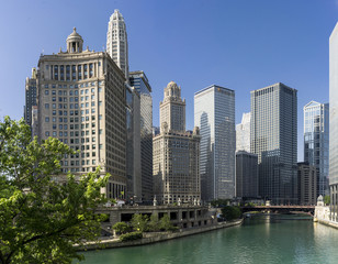 Chicago River viewed from Michigan Ave on a sunny day