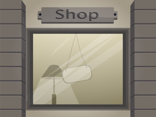 Store window illustration with copy space