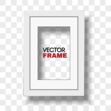Vertical A4 white certificate frame with passepartout on transparent background