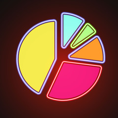 Glowin neon pie chart graph illustration icon