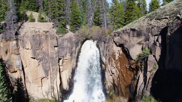 Drone Waterfall in Colorado Mountains (South Clear Creek Falls)