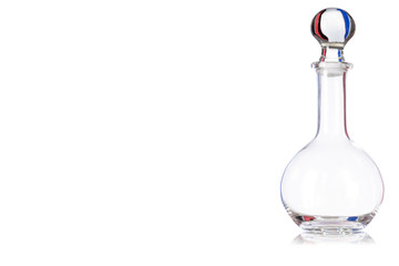 Empty glass decanter.