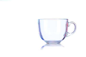 An empty glass mug.
