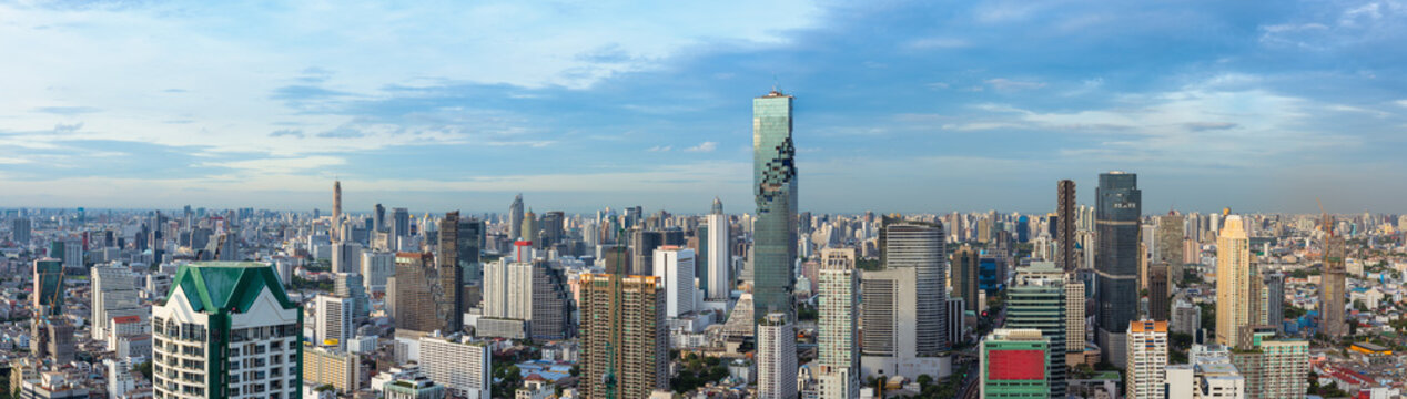 Bangkok Ciity And Business Urban Downtown Of Thailand, Panorama Scene