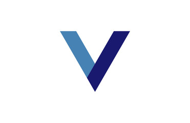 V Blue Ribbon Letter Logo