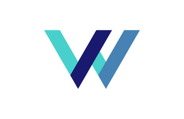 W Blue Ribbon Letter Logo