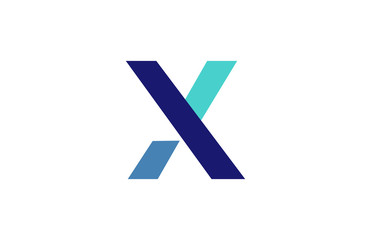 X Blue Ribbon Letter Logo