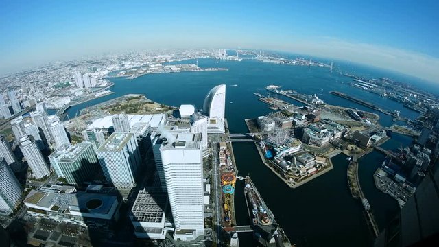 横浜　風景　ワイド　タイムラプス　4k