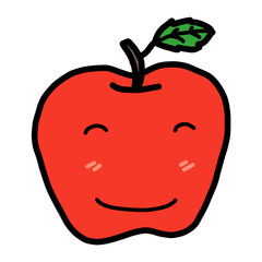 smile apple / cartoon vector and illustration, hand drawn style, isolated on white background.
