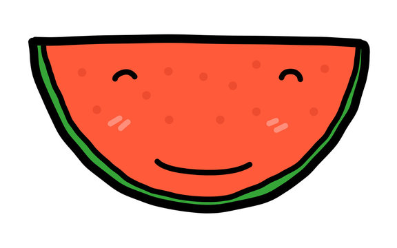 smile watermelon / cartoon vector and illustration, hand drawn style, isolated on white background.