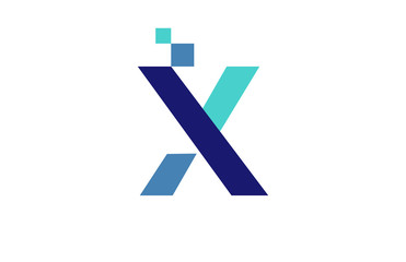 X Digital Ribbon Letter Logo