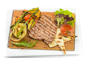 Grilled veal isolated on white