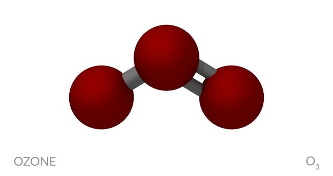 Ozone molecule, rotating seamless loop, 3d animation, 4k 30fps