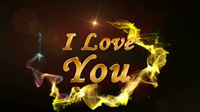 I Love You Text in Particle, Animation, Rendering, Background, Loop, 4k
