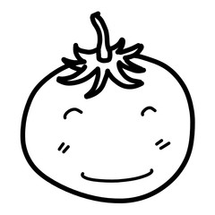 smile tomato / cartoon vector and illustration, black and white, hand drawn, sketch style, isolated on white background.