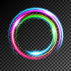 Abstract neon frame on transparent background. Vector Illustration