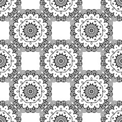 Abstract black and white seamless pattern. Hand drawn vector illustration