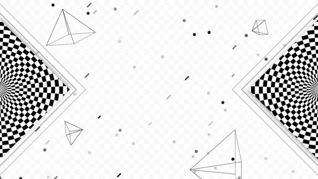 Abstract animated black and white geometric shapes background. (Looped)