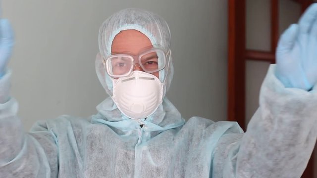 Hazard sign. A full protective suit
