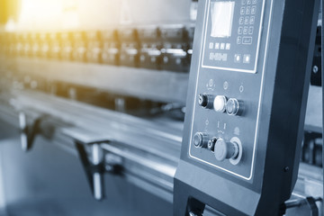 The control board of bending machine.Metal forming process