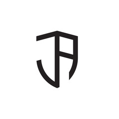 Initial letters line shield shape logo