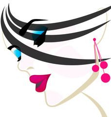 Pretty girl face makeup vector icon