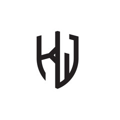 Initial letters line shield shape logo