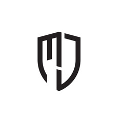 Initial letters line shield shape logo