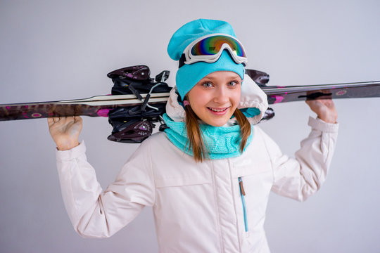 Teen girl skiing