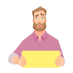 man holding blank paper