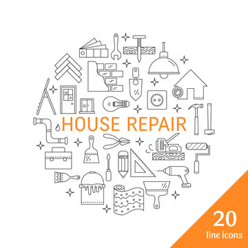 House repair vector line icons 