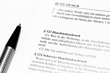 Hausfriedensbruch im Strafgesetzbuch