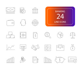 Line icons set. Banking pack. Vector illustration