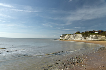 View over cliffs and sand of Dumpton Bay, Broadstairs. Kent