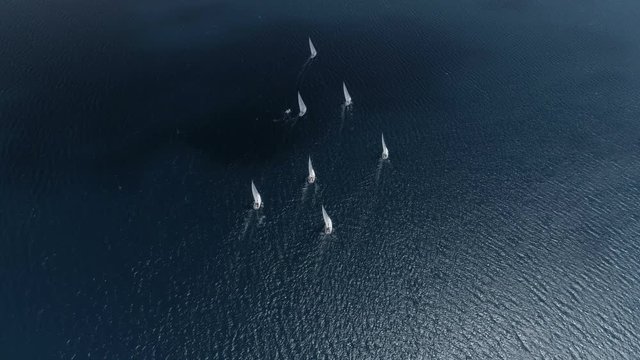 aerial view sailing yachts
