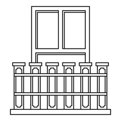 Balcony with iron railing icon, outline style