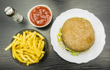 Set of fast food. View from above.
