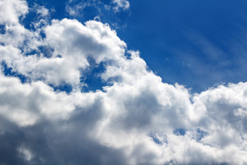 Background with blue sky and white clouds. Sky background