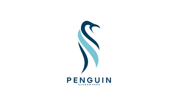 simple Standing Penguin logo designs vector template