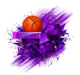 basketball ball and text abstract background sport
