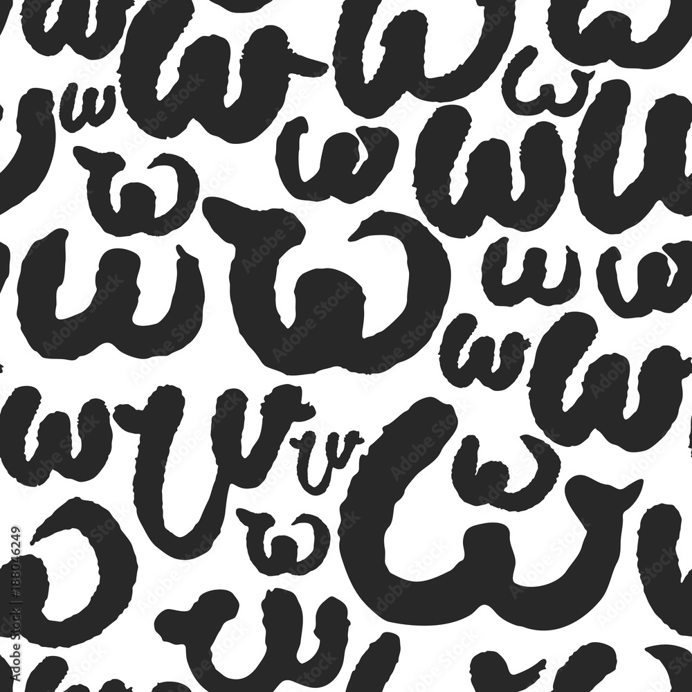 Poster vector seamless pattern with calligraphy letters w