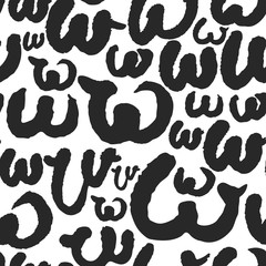 Vector Seamless Pattern with Calligraphy Letters W